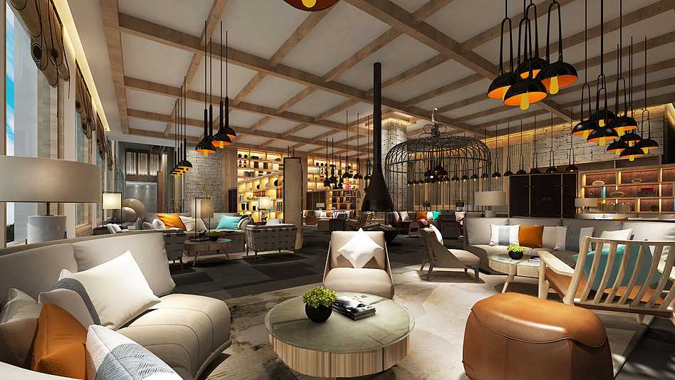 重慶龍頭山滑雪場度假酒店裝修設計公司案例(圖4)