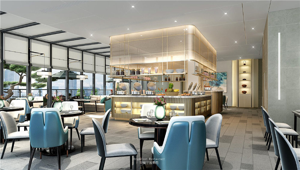 駐馬店閆式精品酒店早餐廳設(shè)計效果圖