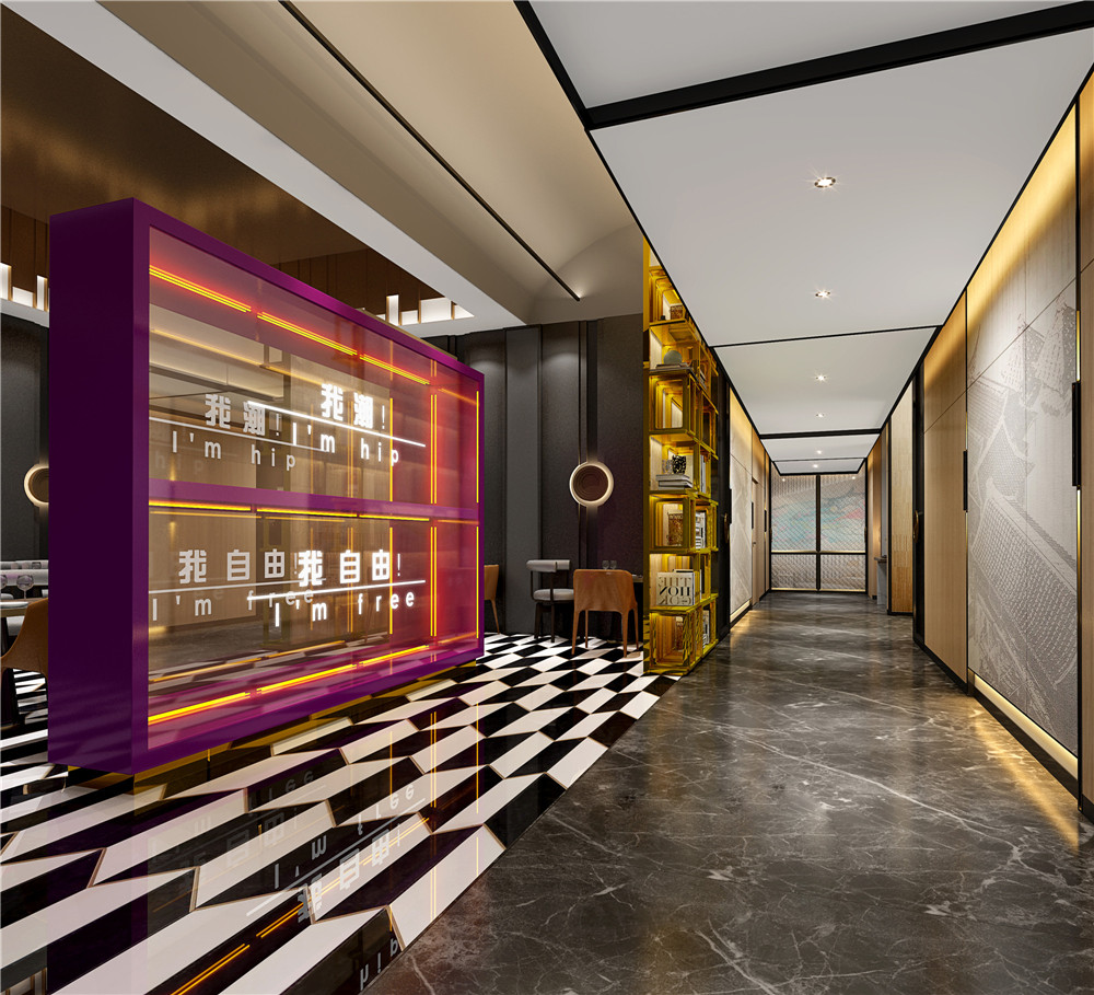 鄭州勝開連鎖精品酒店餐廳過道裝修設(shè)計(jì)效果圖