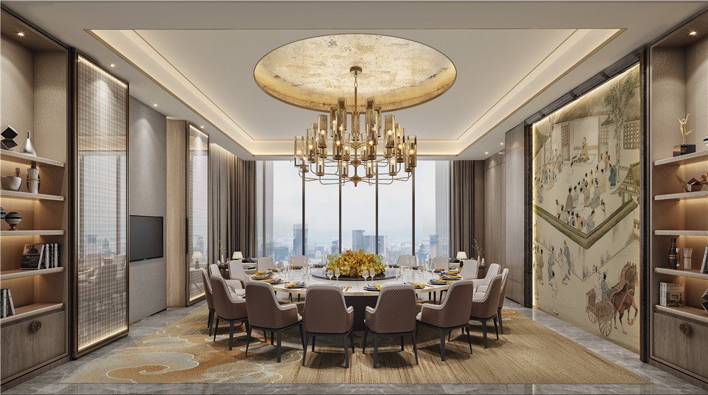 駐馬店華鼎開元五星級酒店中餐廳包房裝修設(shè)計效果圖